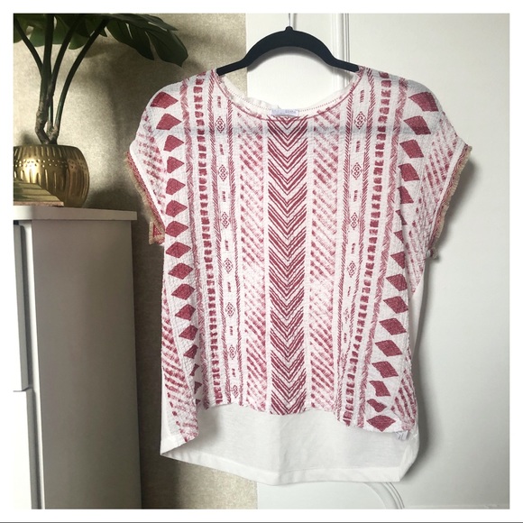 Zara Tops - ZARA Tribal Aztec Textured Short Fringe Sleeve Top